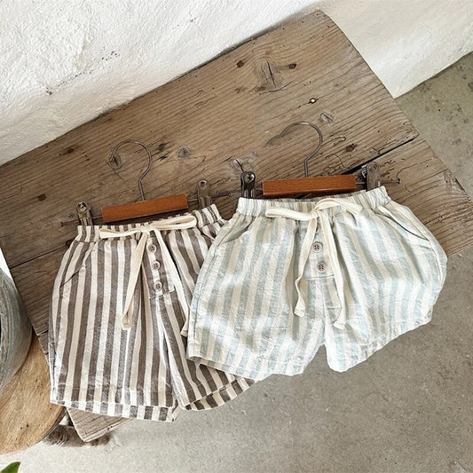 Vintage linen stripe shorts